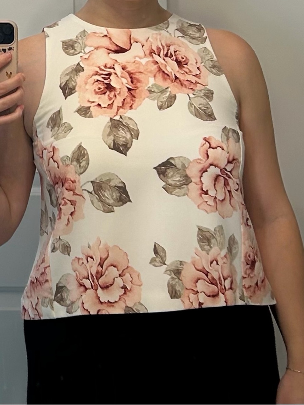 Dynamite White Floral Tank Top - Blush Pink Rose Print - Picture 5 of 6